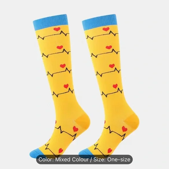 5 Pairs Medical Novelty Pattern Compression Knee High Socks - Picture 9 of 9